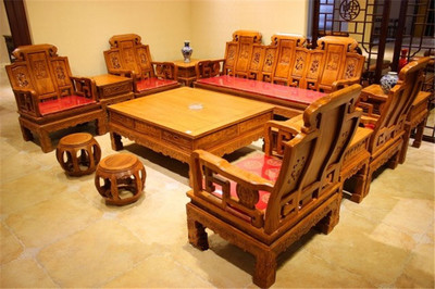 鲁创红木 缅甸花梨木红木客厅沙发 实木古典家具 大果紫檀沙发 八宝祥和沙发