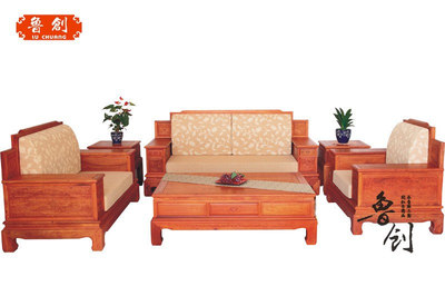 古典家具-红木家具图片-鲁创红木-高背博古沙发